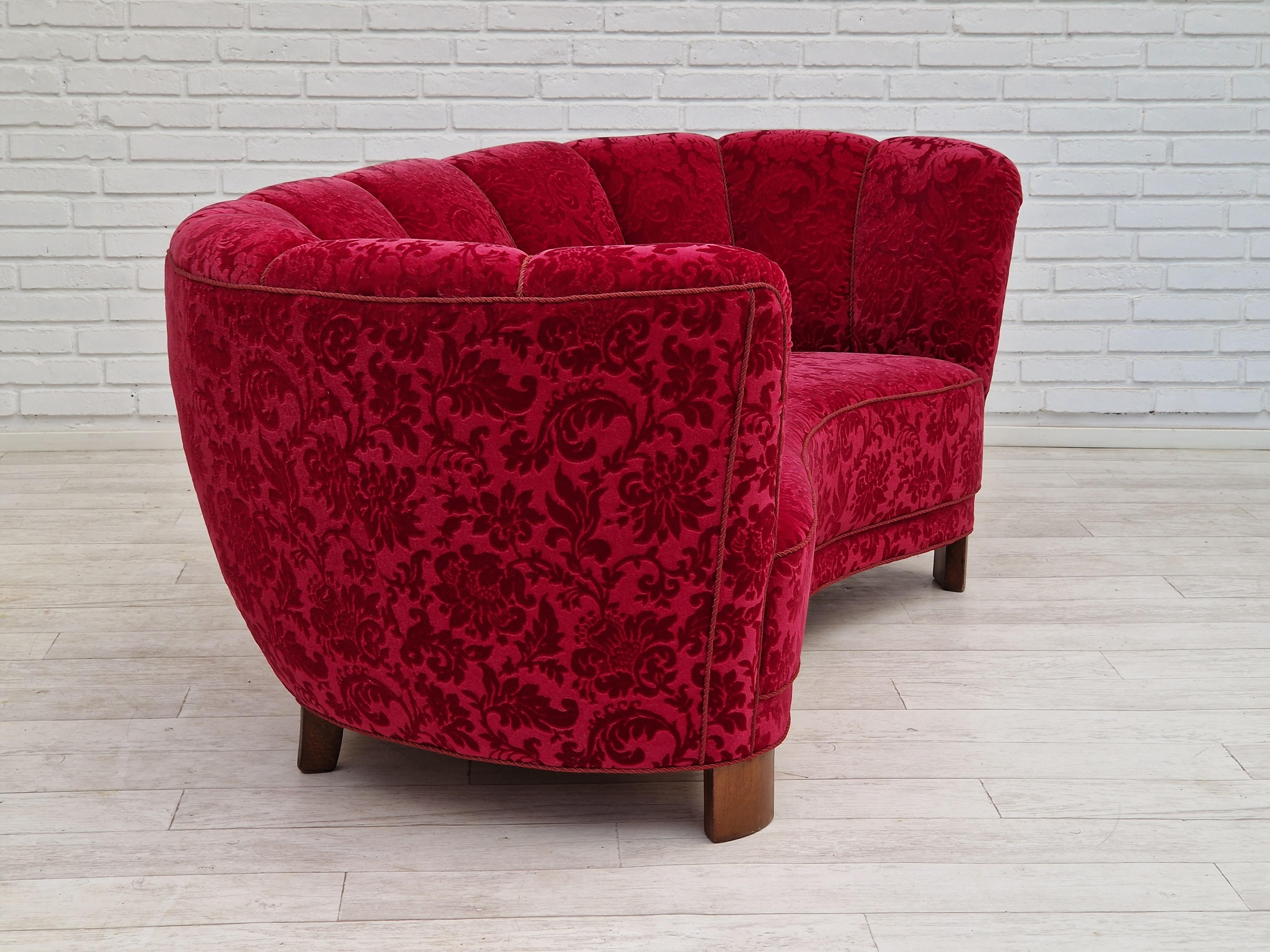 Tissu Années 1960, canapé danois vintage à 2 placesanana, très bon état d'origine. en vente
