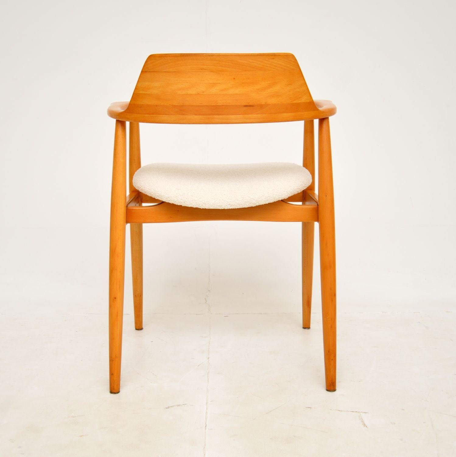 Mid-Century Modern 1960's Danish Vintage Cherry Wood Armchair / Desk Chair For Sale