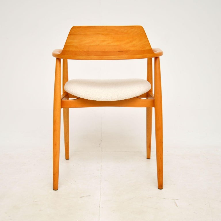 1960's Danish Vintage Cherry Wood Armchair / Desk Chair For Sale at 1stDibs