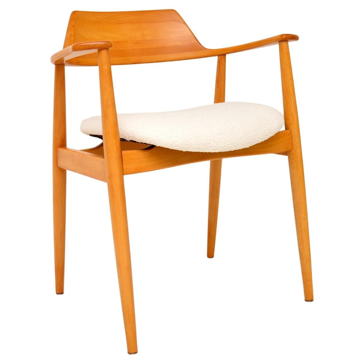 1960's Danish Vintage Cherry Wood Armchair / Desk Chair For Sale