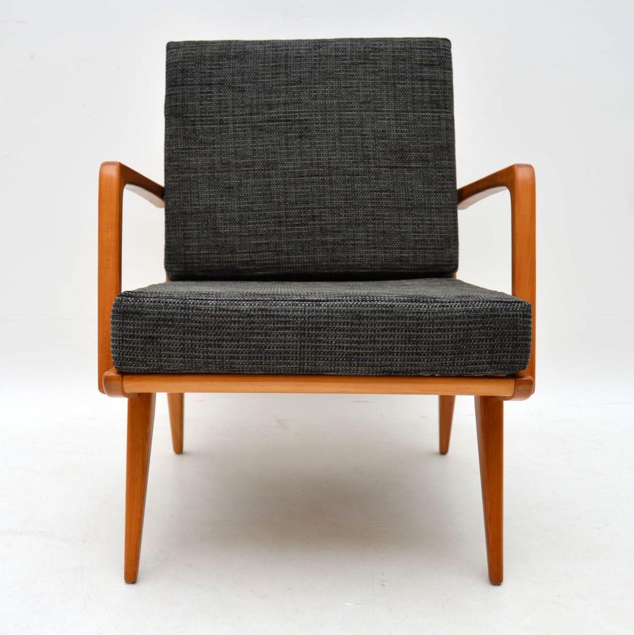 Mid-Century Modern 1960s Danish Vintage Cherrywood Armchair