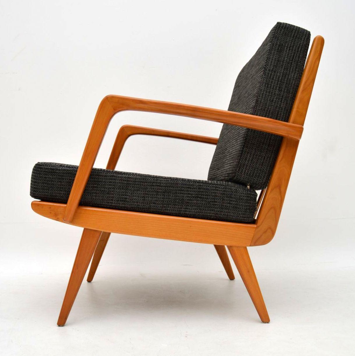 1960s Danish Vintage Cherrywood Armchair In Good Condition In London, GB