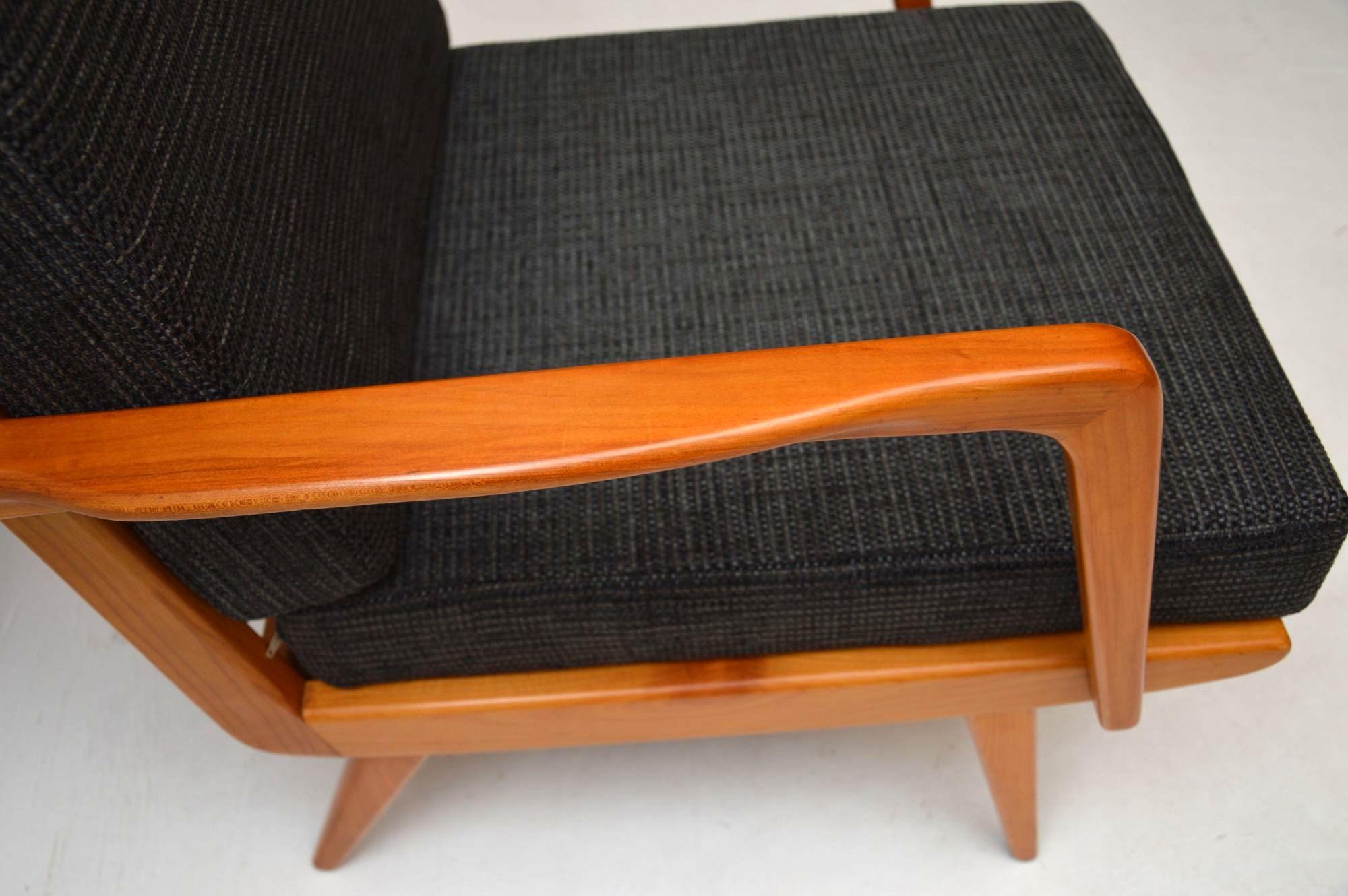 1960s Danish Vintage Cherry Wood Armchair In Good Condition In London, GB