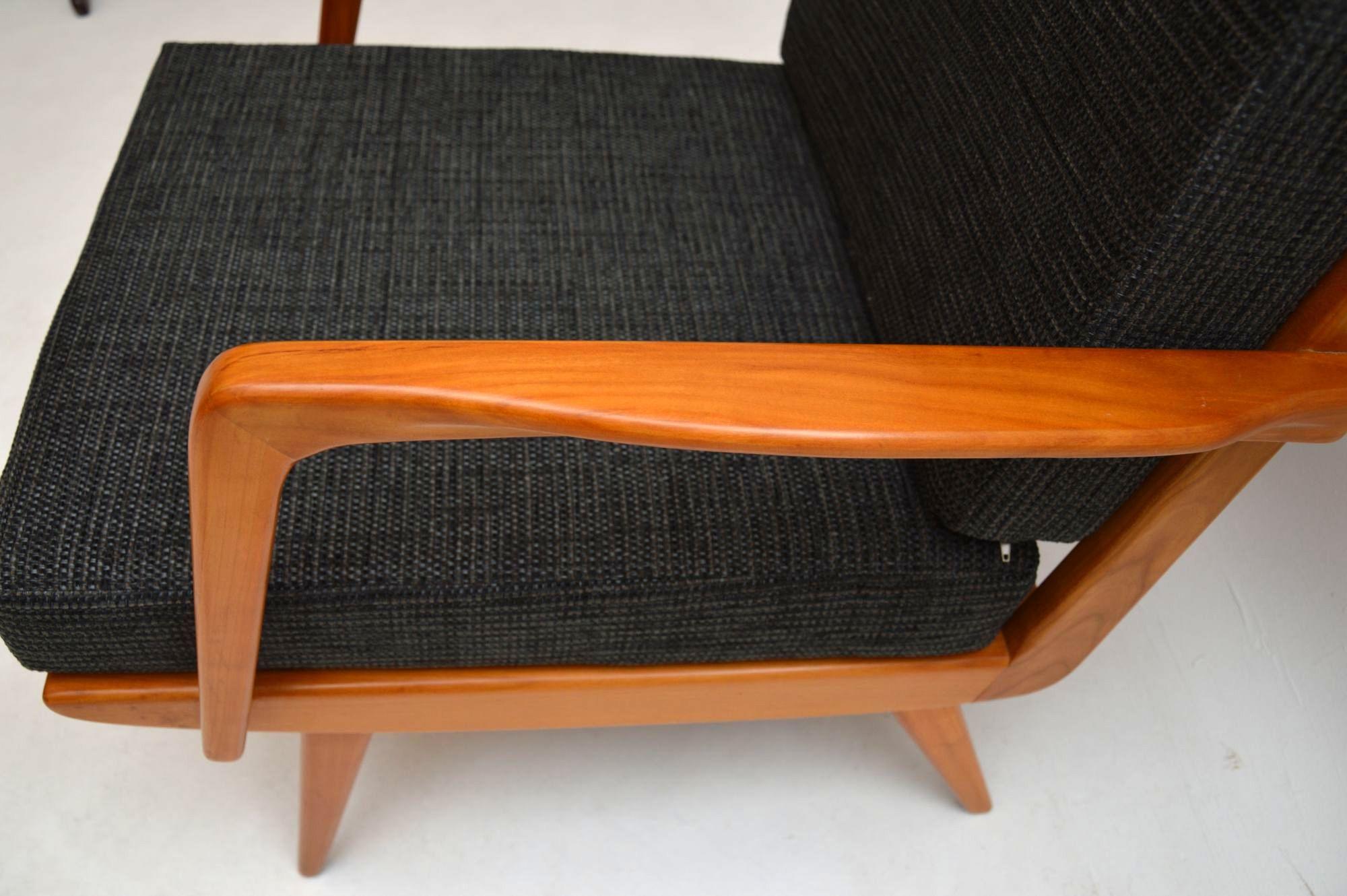 Mid-20th Century 1960s Danish Vintage Cherry Wood Armchair