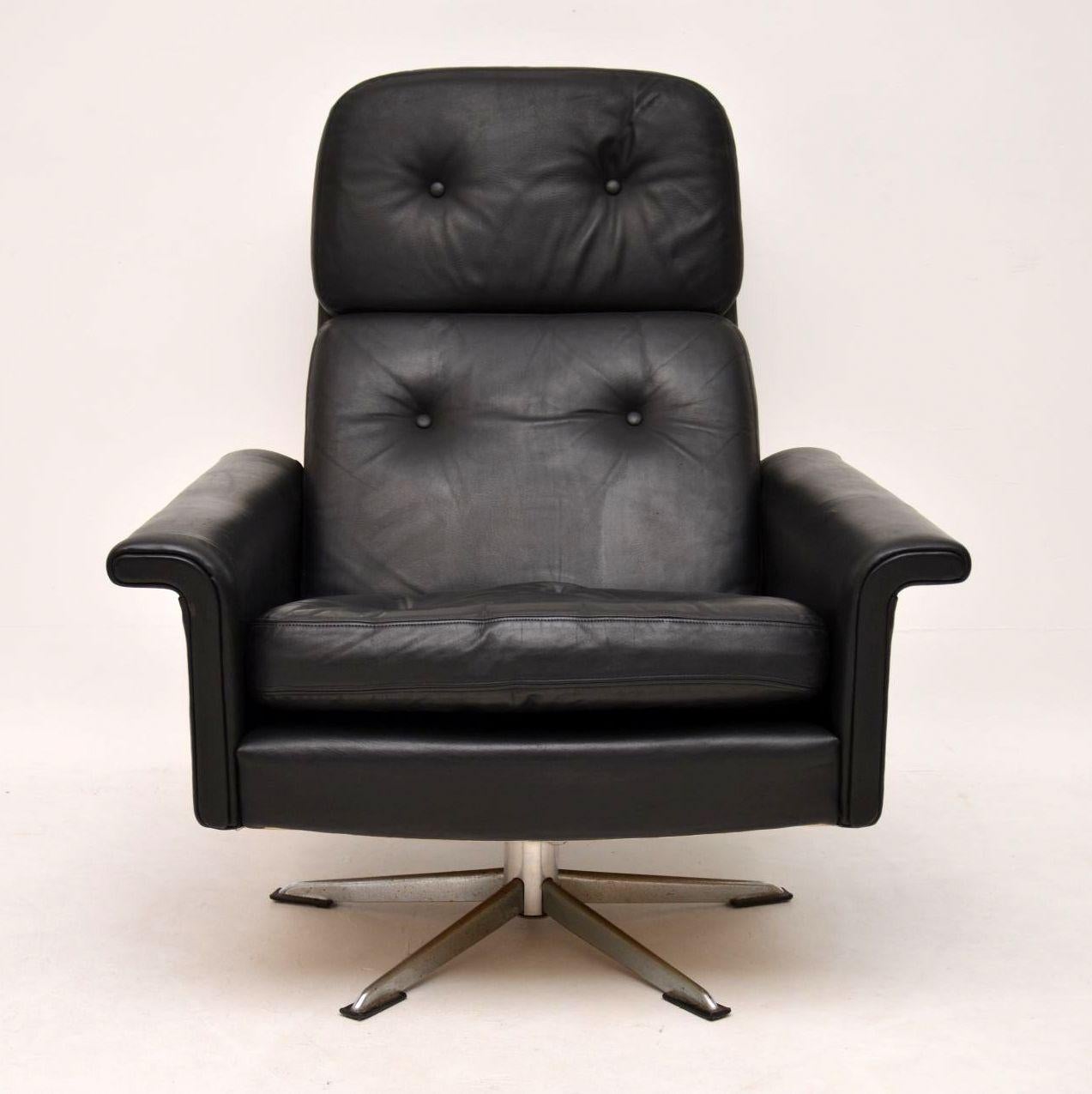 vintage danish leather swivel chair