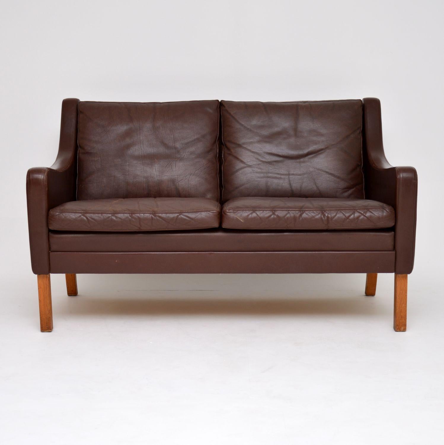 A stylish and very comfortable vintage Danish sofa in brown leather, this dates from the 1960s. It’s in lovely original condition, with just some minor wear and a lovely patina to the leather.

Measures: Width 122 cm, 48 inches
Depth 79 cm, 31