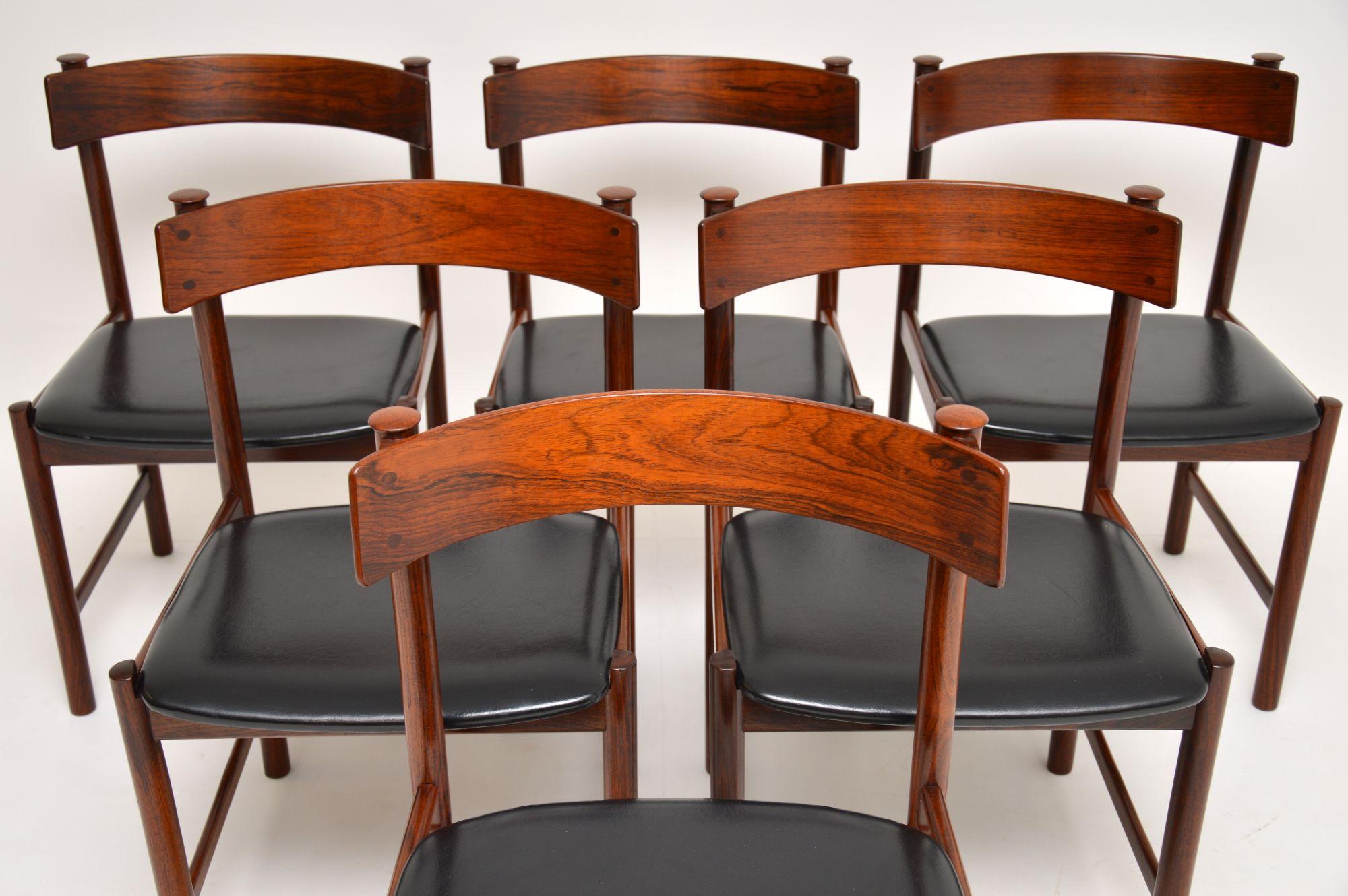 A stunning and very rare set of Danish dining chairs. These date from the 1960s, they have an extremely beautiful design and are of excellent quality. As of yet we haven’t identified the designer, but we’re sure they are by someone of high regard.