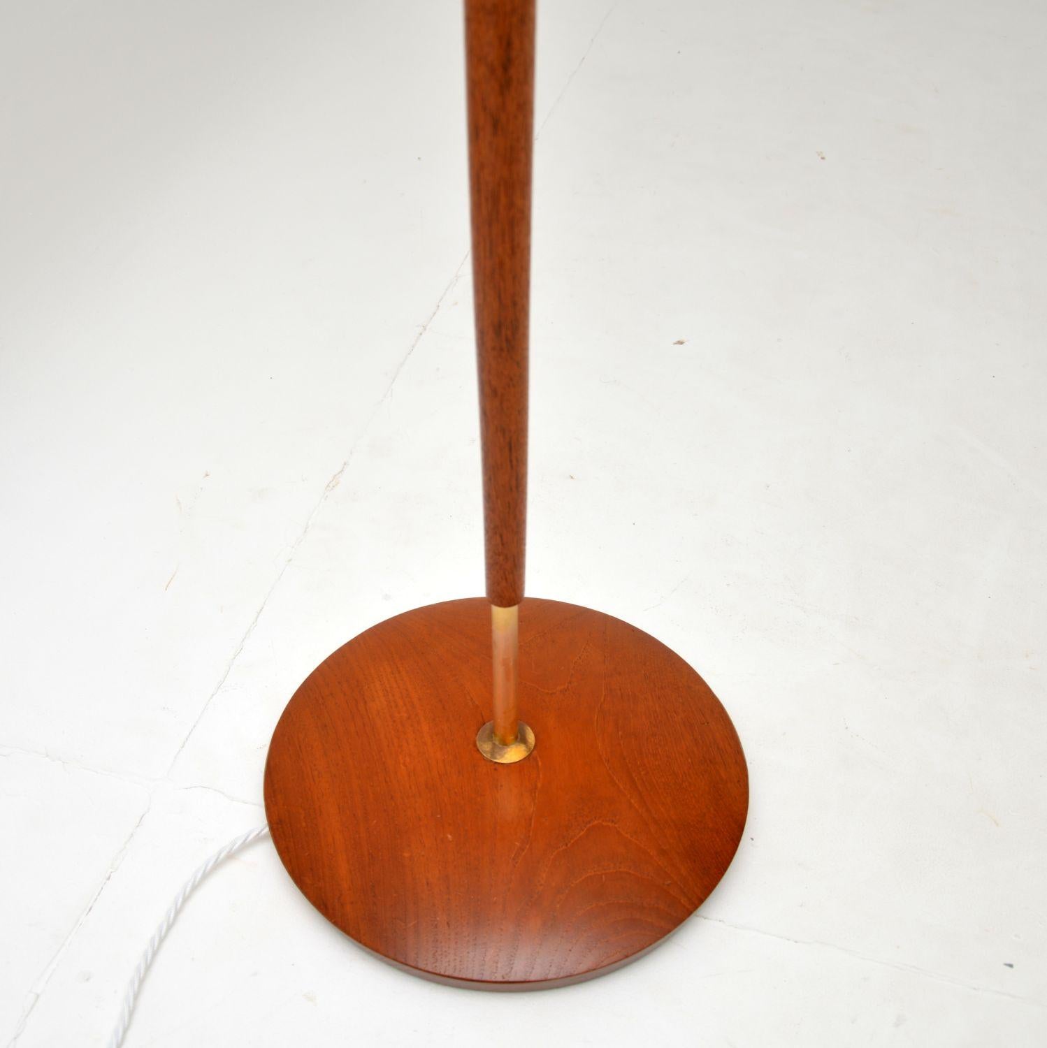 1960’s Danish Vintage Teak & Brass Floor Lamp In Good Condition In London, GB