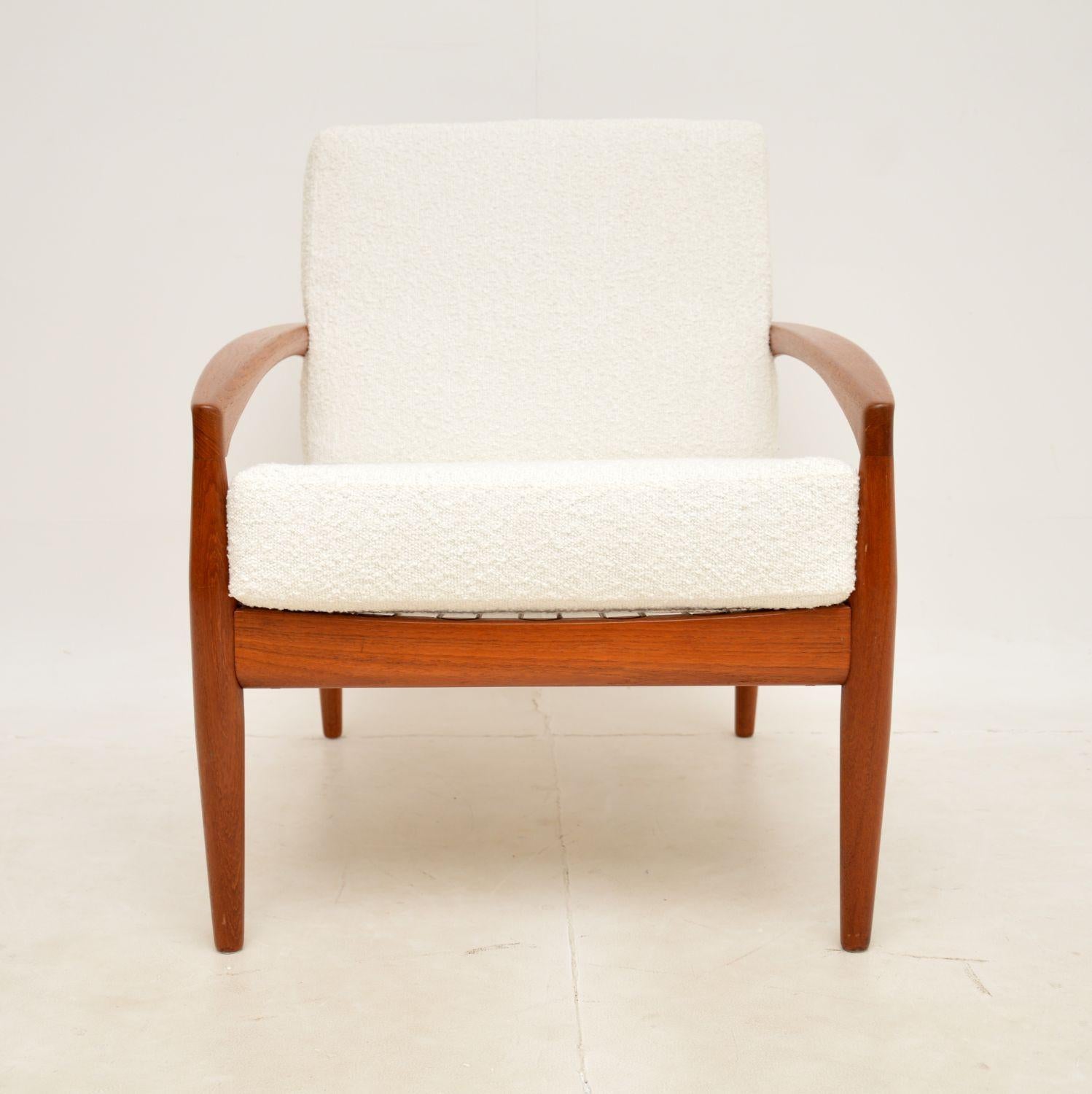 A stunning and iconic Danish design, this is the ‘Paper Knife’ armchair by Kai Kristiansen in solid teak. It was made in Denmark, it dates from the 1960s.

The quality is outstanding, this has a gorgeous sleek and sculptural design. It is well made,