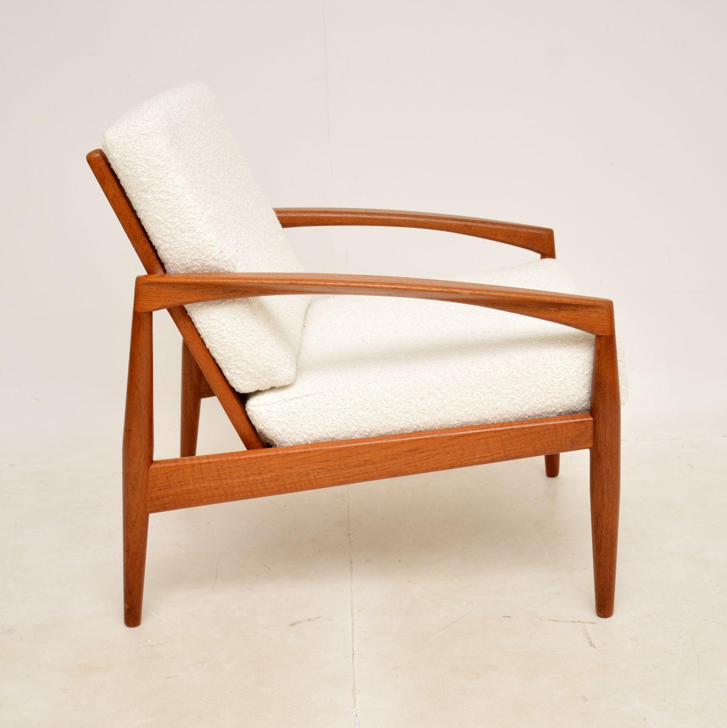 Mid-Century Modern 1960s Danish Vintage Teak Paper Knife Armchair by Kai Kristiansen