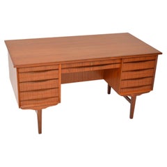 1960's Danish Vintage Teak Pedestal Desk