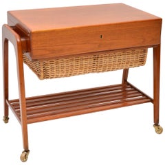 1960s Danish Vintage Teak Trolley / Sewing Table by Povl Dinesen
