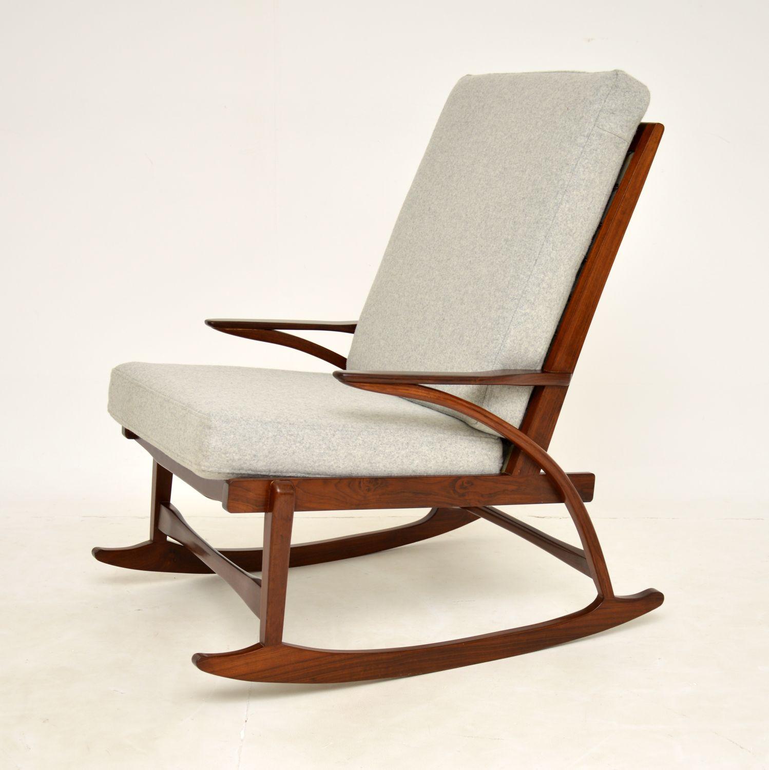 1960's Danish Vintage Walnut Rocking Chair 1