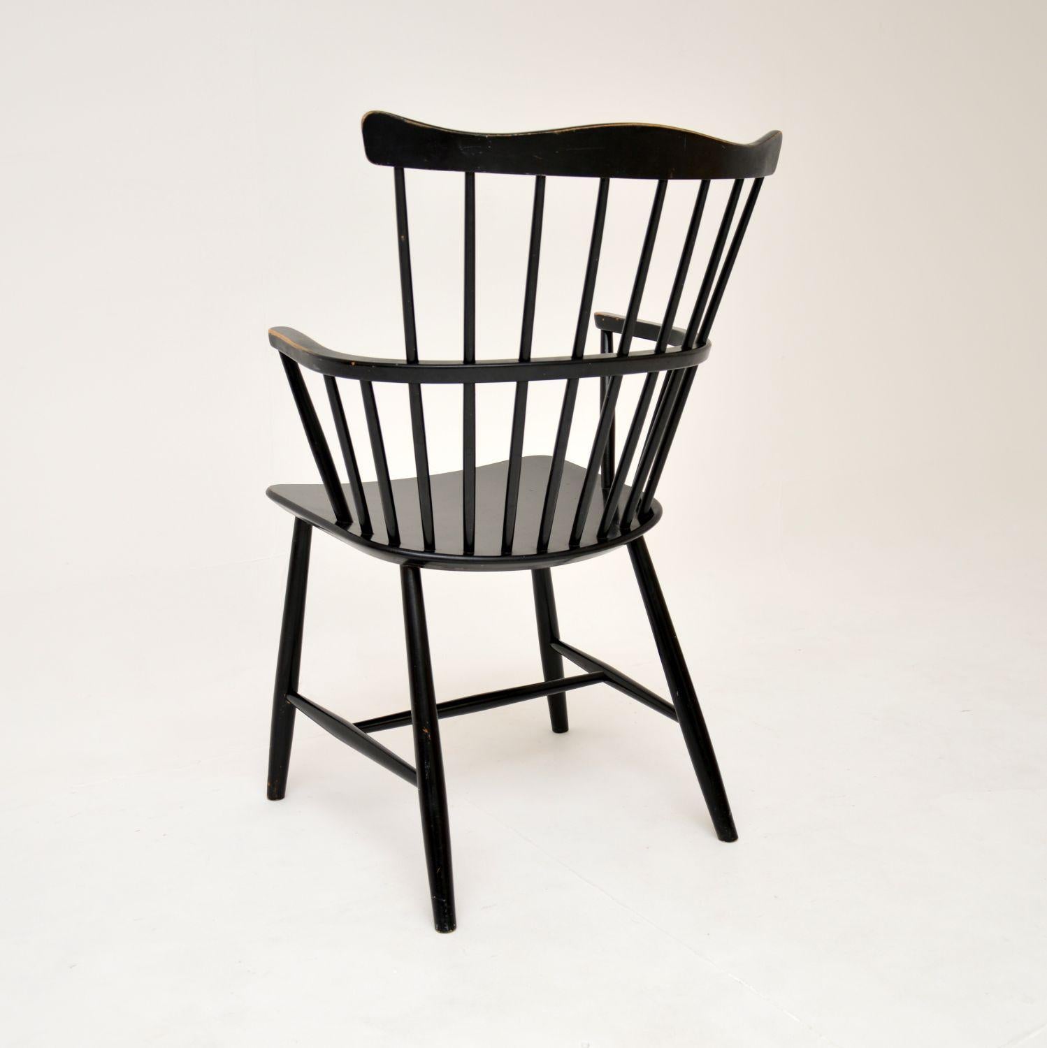 Lacquered 1960's Danish Vintage Windsor Chair