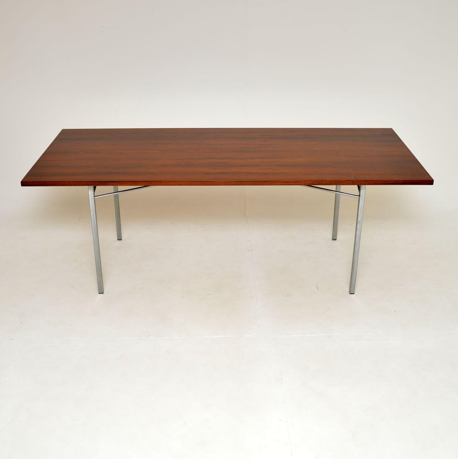 Mid-Century Modern 1960's Danish Vintage Wood & Steel Dining Table
