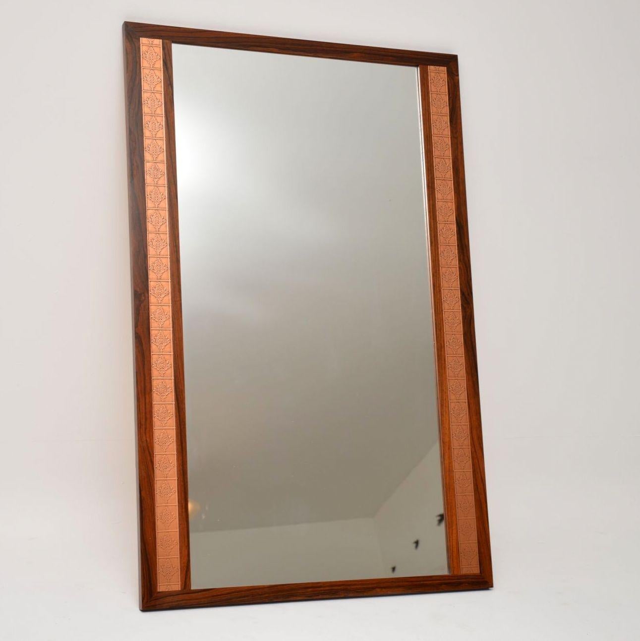 1960s Danish Wood and Copper Side Table and Mirror 7