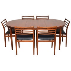 1960s Danish Wood Dining Table and 6 Chairs by Erling Torvits