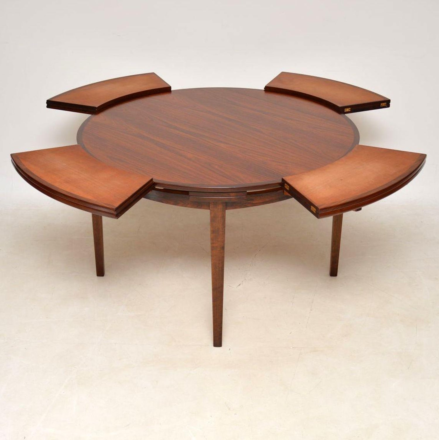1960s Danish Wood Lotus Flip Flap Dining Table By Dyrlund At 1stdibs