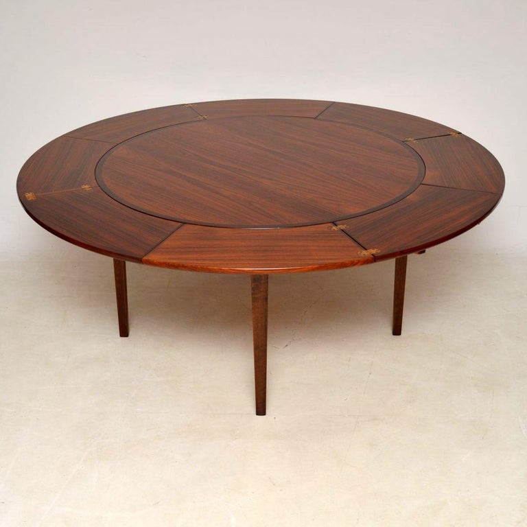 1960s Danish Wood Lotus FlipFlap Dining Table by Dyrlund at 1stDibs