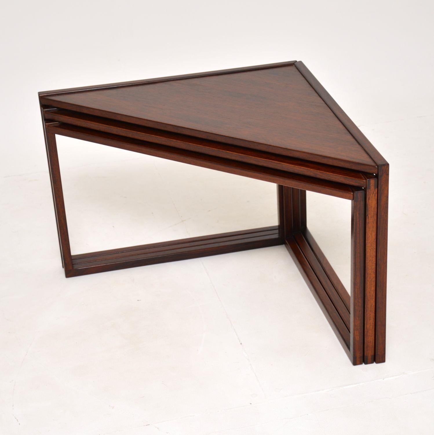 1960's Danish Wood Nest of Tables by Kai Kristiansen In Good Condition In London, GB