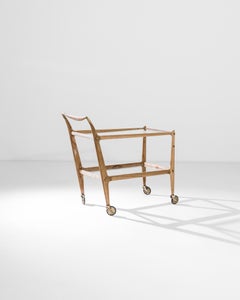 1960s Danish Wood Serving Trolley on Wheels