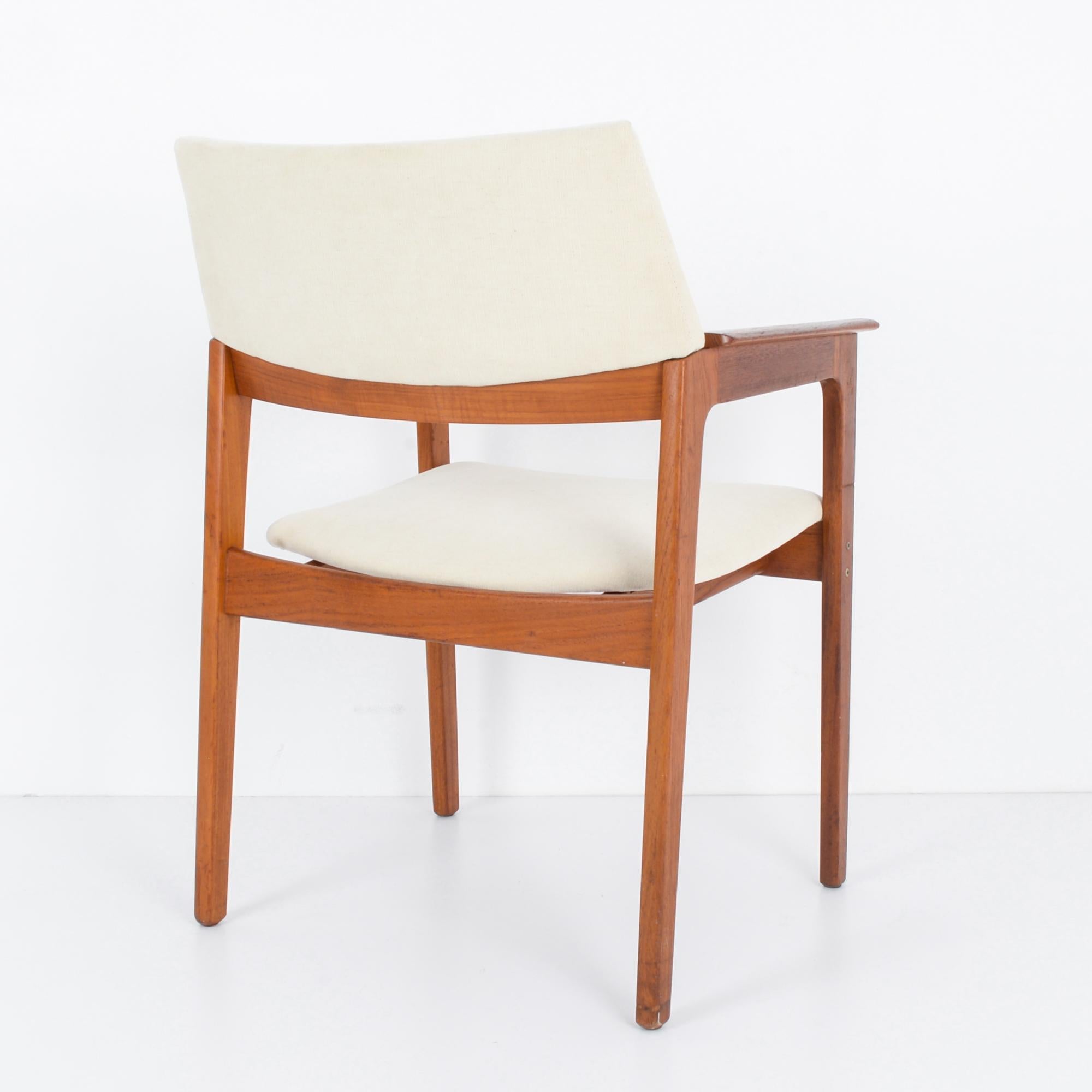 20th Century 1960s Danish Wooden Armchair with Upholstered Seat and Back For Sale