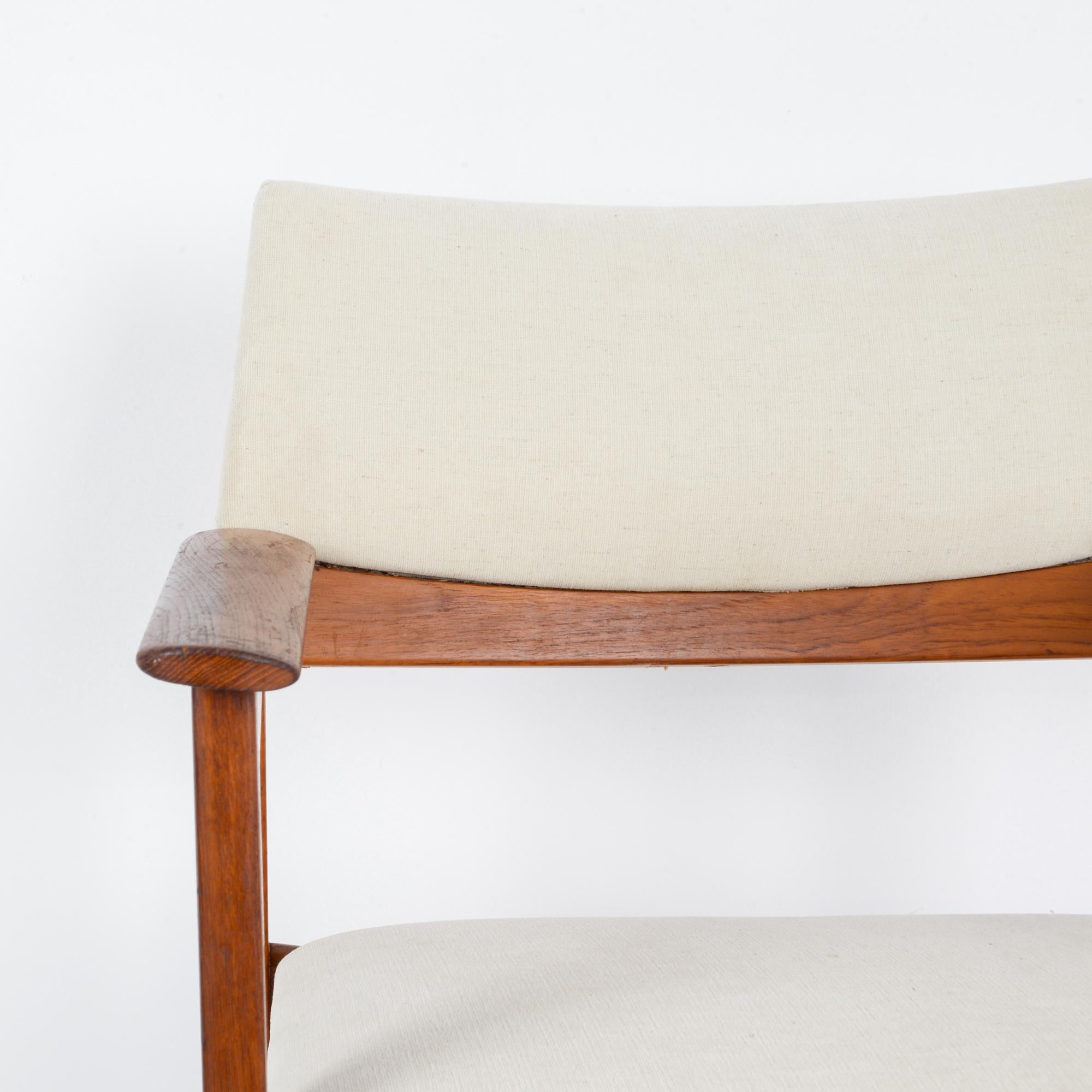 Upholstery 1960s Danish Wooden Armchair with Upholstered Seat and Back For Sale