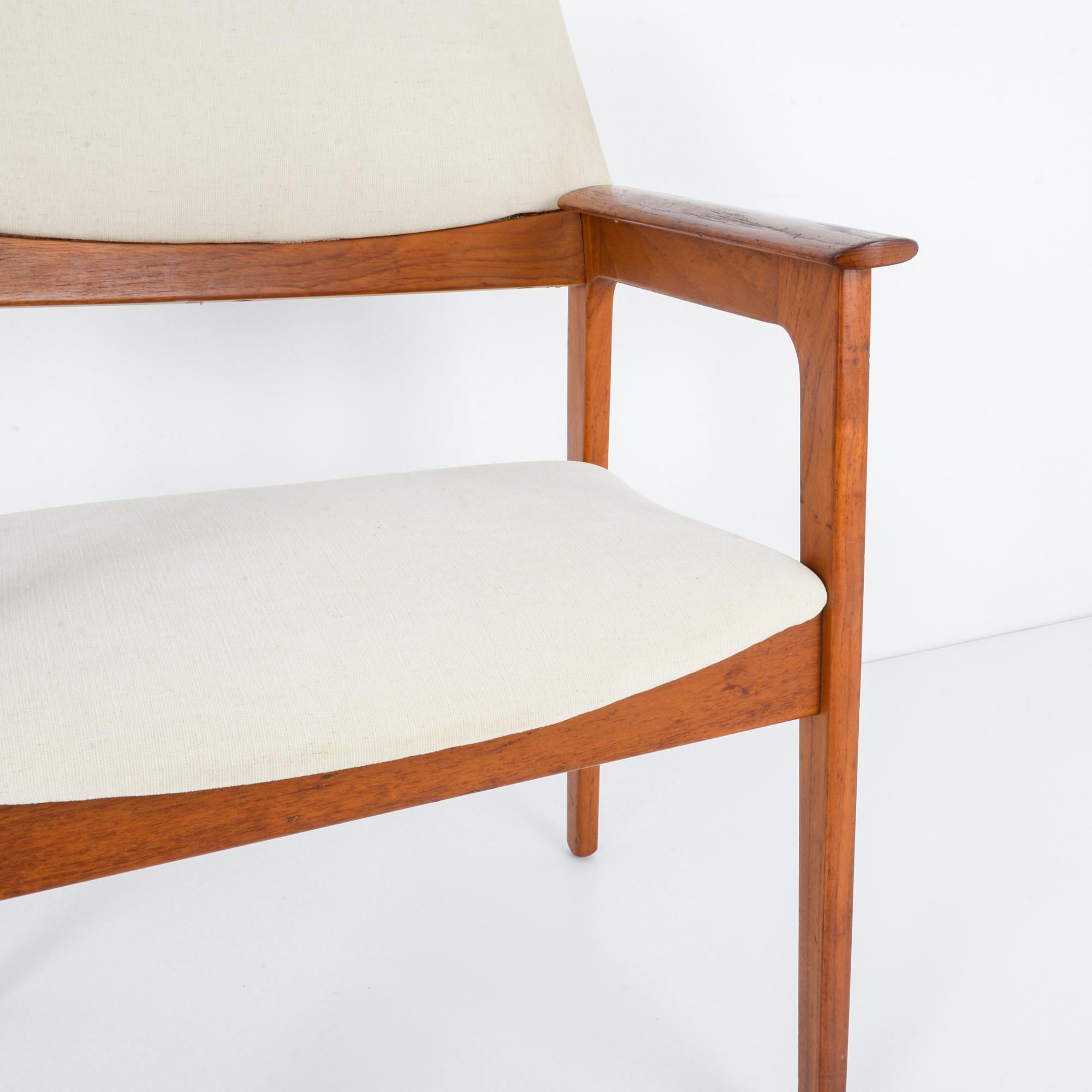 1960s Danish Wooden Armchair with Upholstered Seat and Back For Sale 2