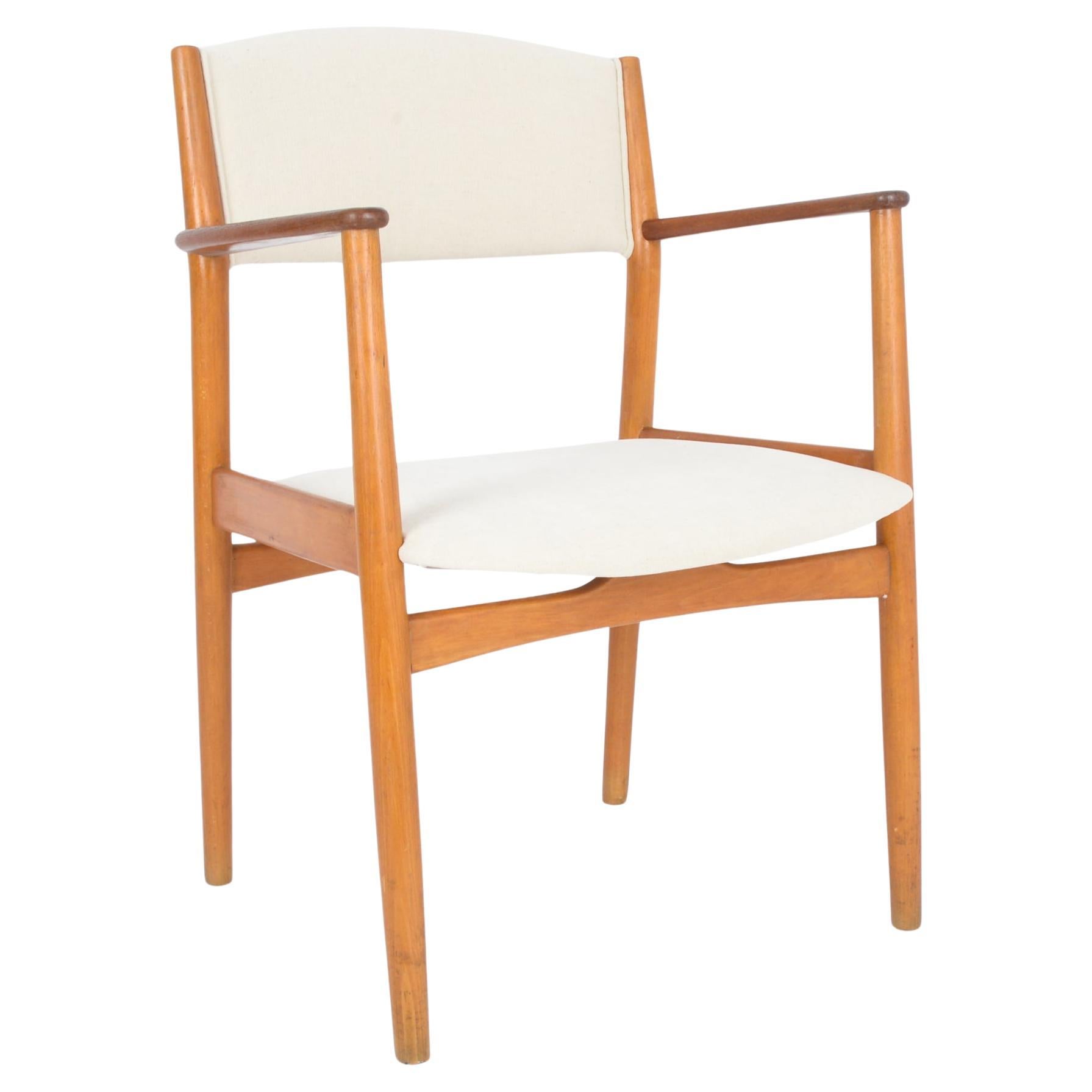 1960s Danish Wooden Armchair with Upholstered Seat and Back