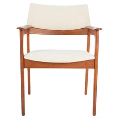 Retro 1960s Danish Wooden Armchair with Upholstered Seat and Back