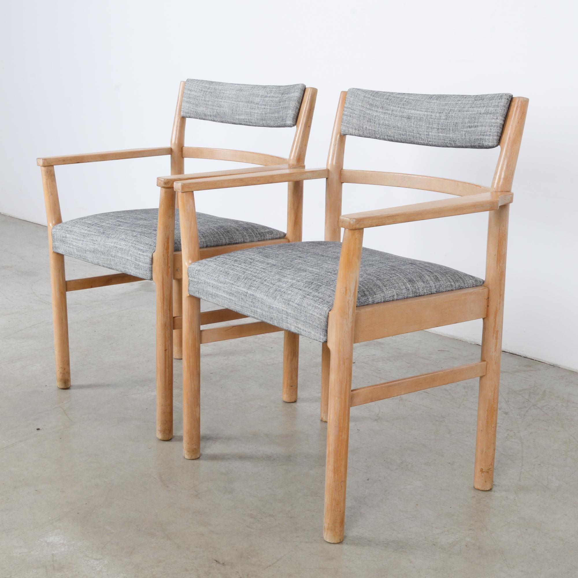 Fabric 1960s Danish Wooden Armchairs, a Pair
