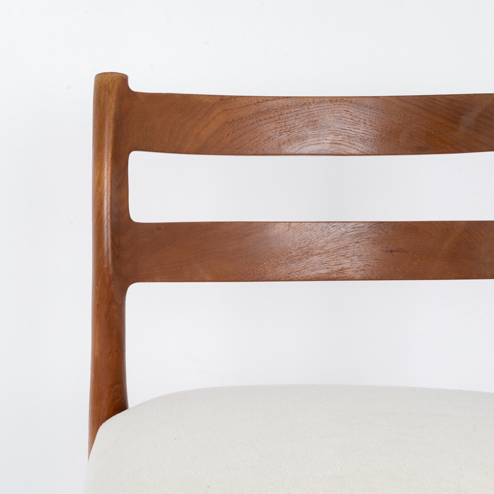 1960s Danish Wooden Chair with Upholstered Seat For Sale 1