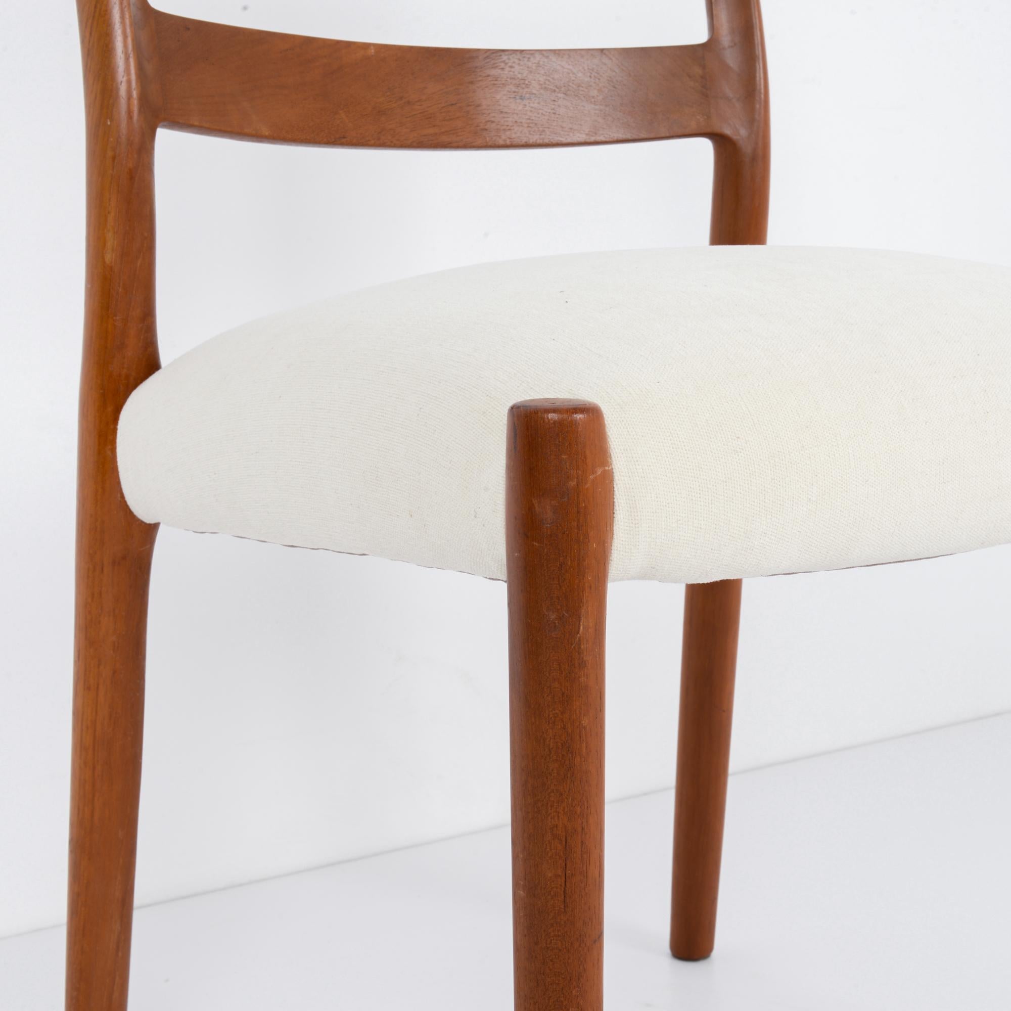 1960s Danish Wooden Chair with Upholstered Seat For Sale 3