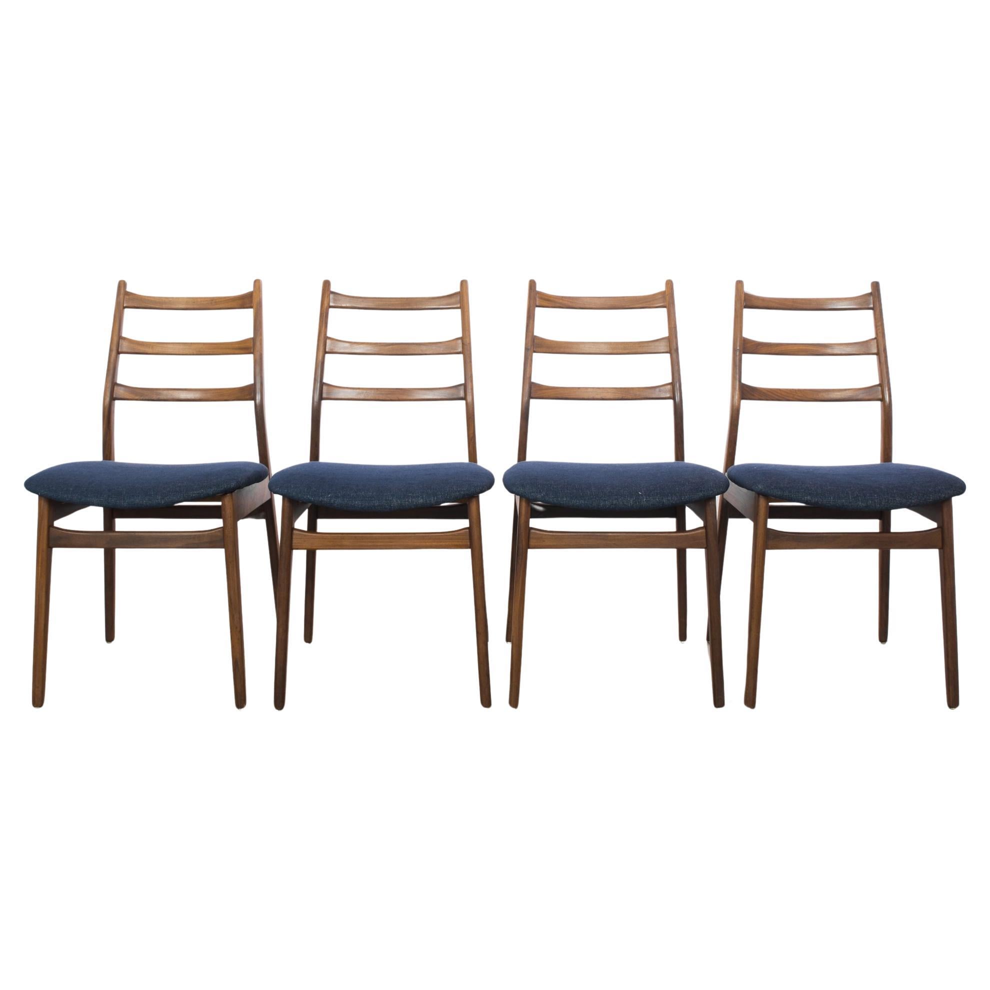 1960s Danish Wooden Chairs with Upholstered Seats, Set of 4