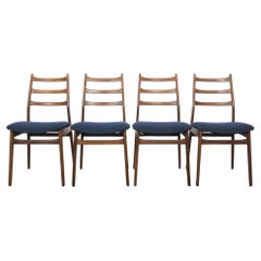 1960s Danish Wooden Chairs with Upholstered Seats, Set of 4