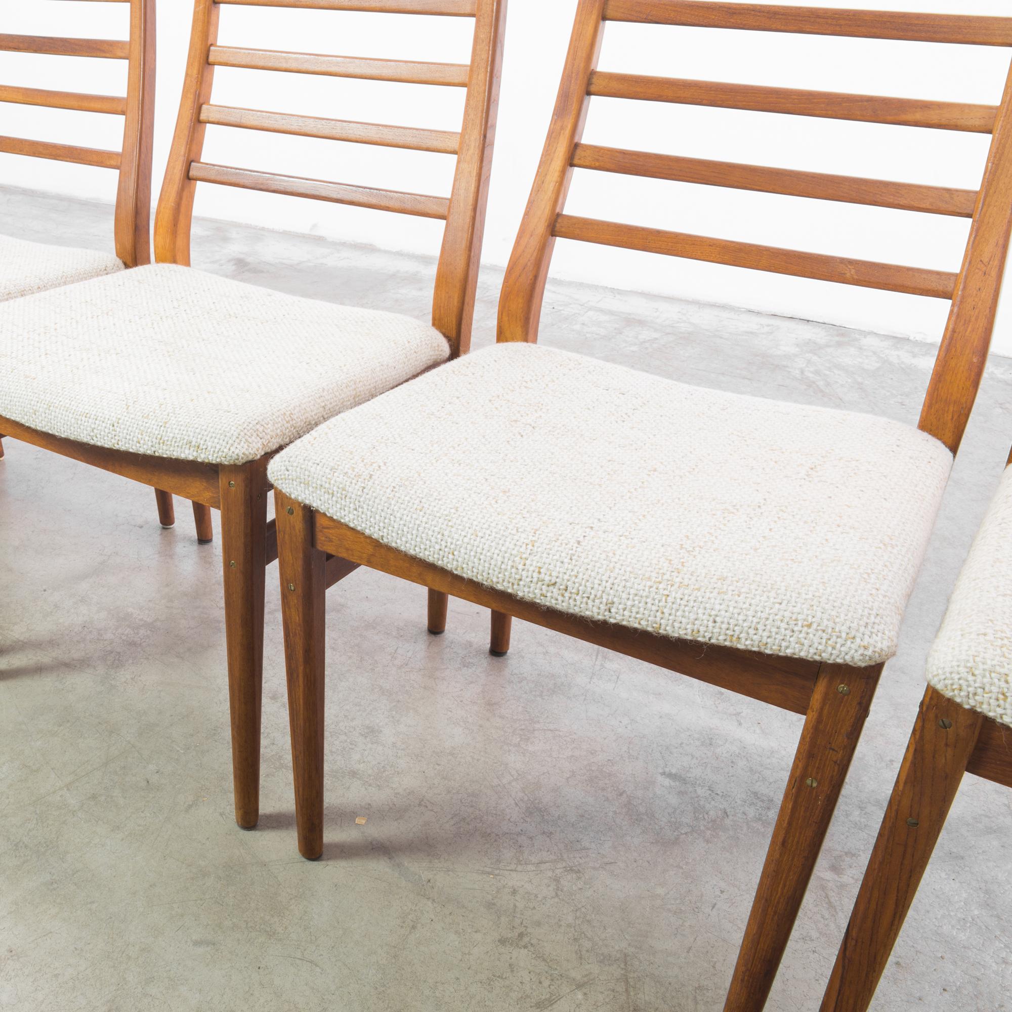 1960s Danish Wooden Chairs with Upholstered Seats, Set of 5 6