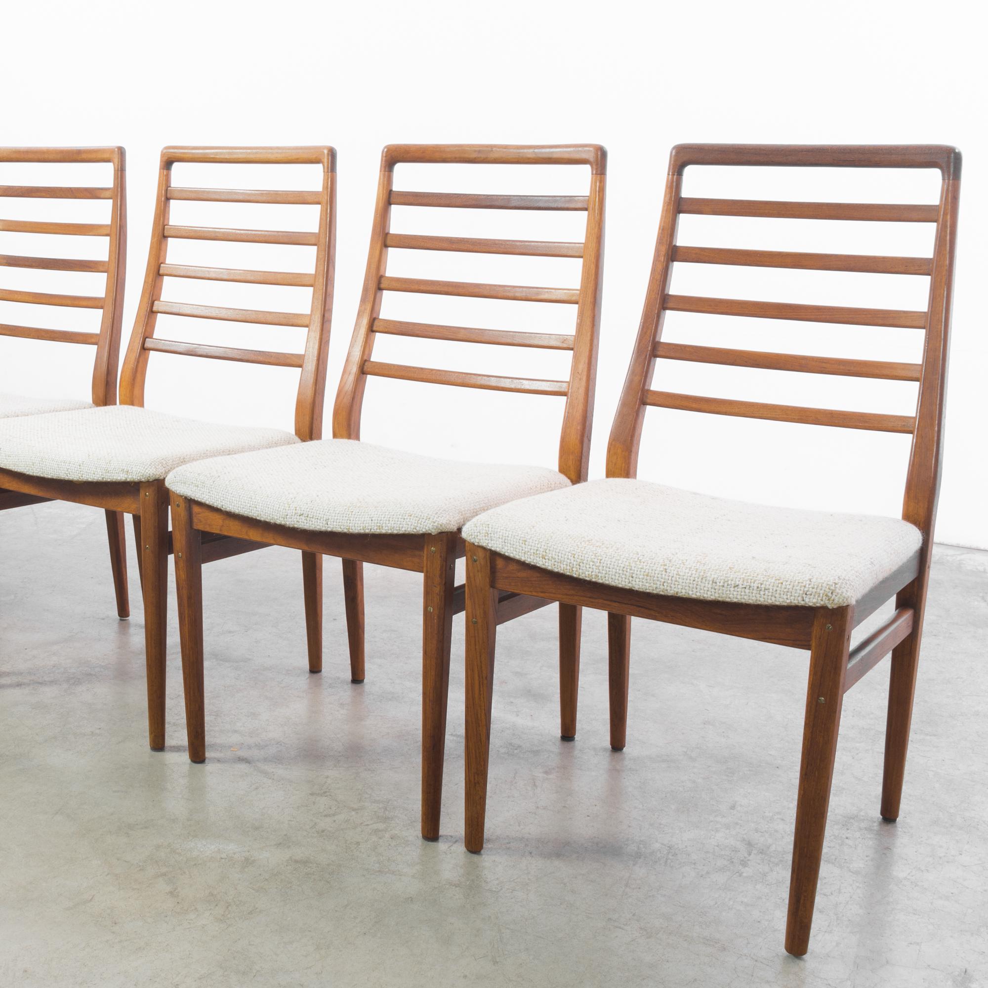 1960s Danish Wooden Chairs with Upholstered Seats, Set of 5 In Good Condition In High Point, NC
