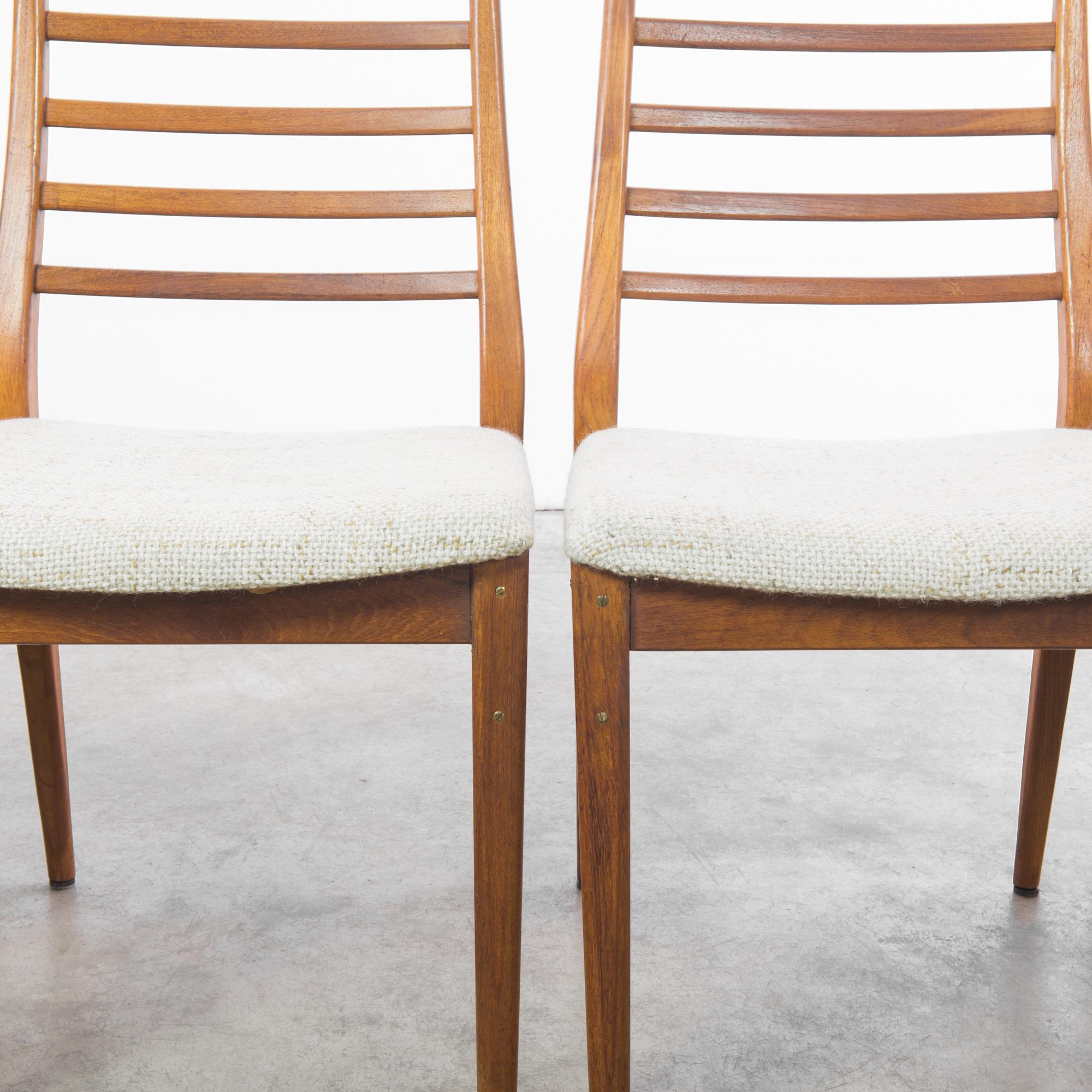 1960s Danish Wooden Chairs with Upholstered Seats, Set of 5 2