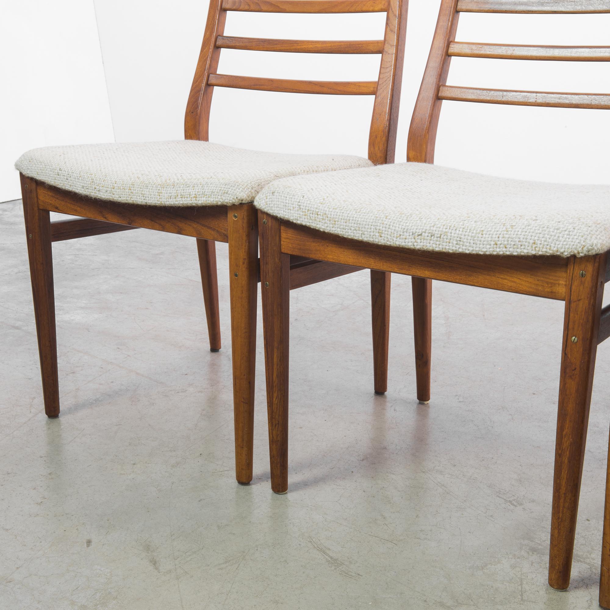 1960s Danish Wooden Chairs with Upholstered Seats, Set of 5 3