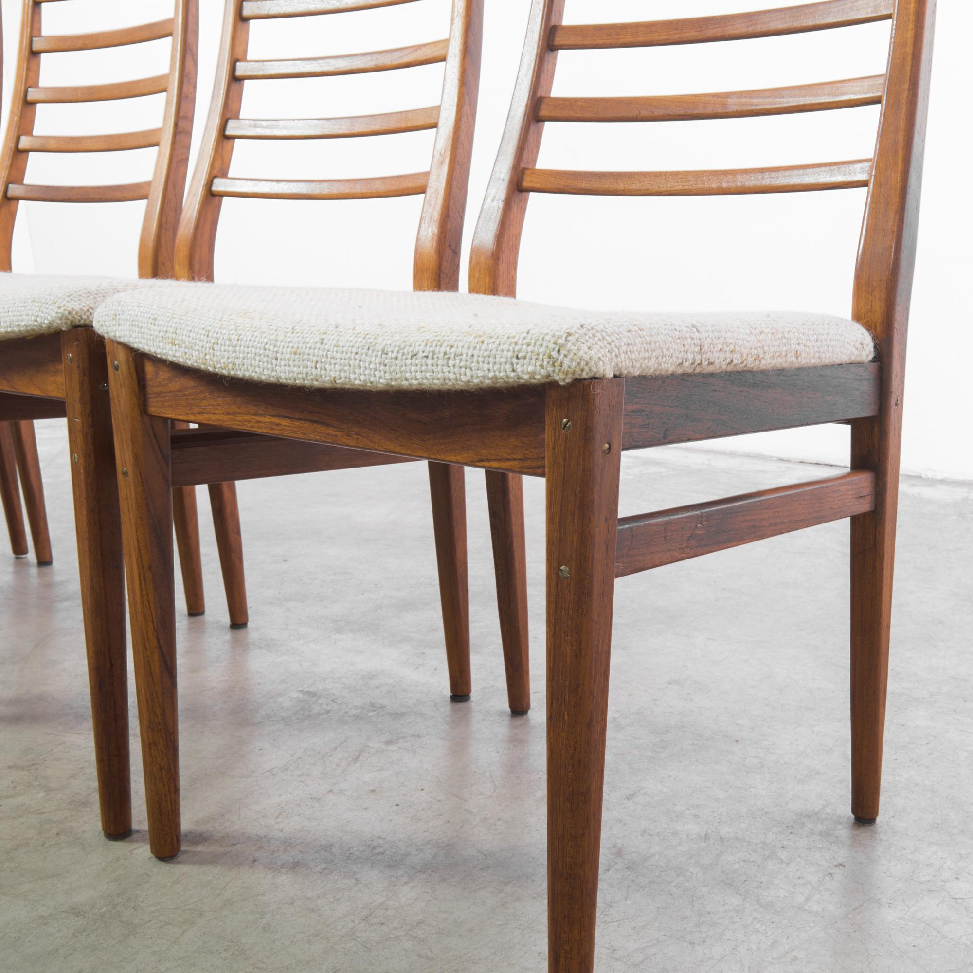 1960s Danish Wooden Chairs with Upholstered Seats, Set of 5 4