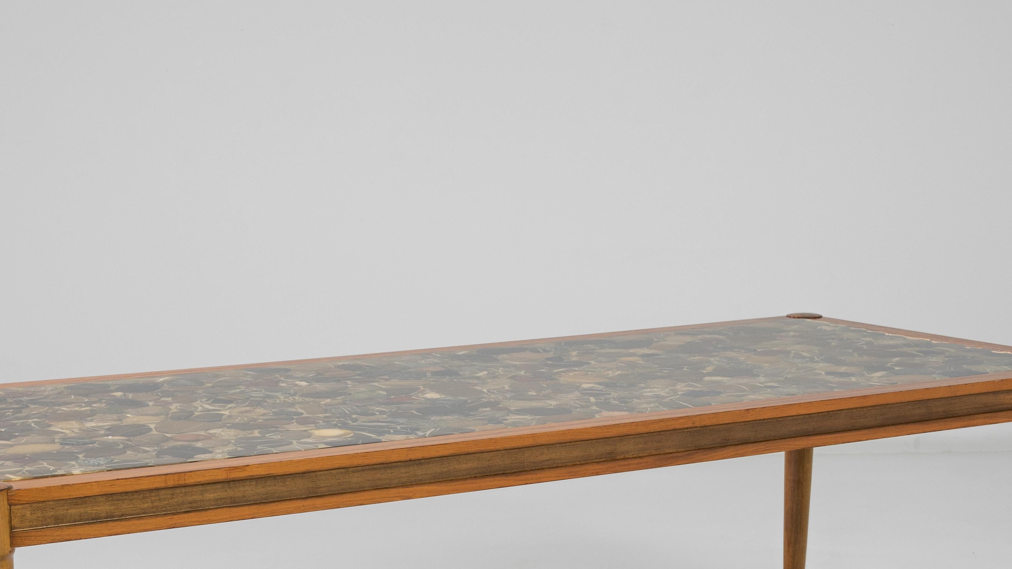 1960s Danish Wooden Coffee Table with Epoxy Top 3