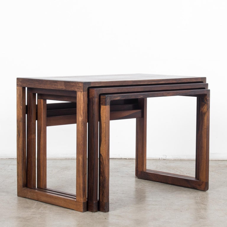 Mid-20th Century 1960s Danish Wooden Nesting Tables, Set of Three For Sale