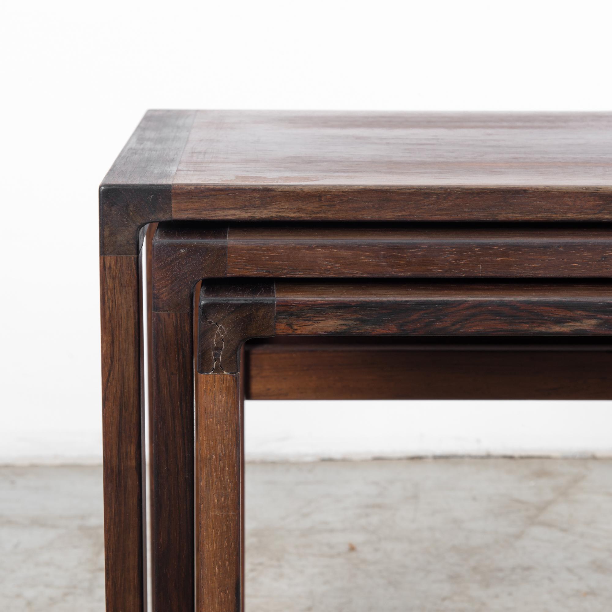 1960s Danish Wooden Nesting Tables, Set of Three 1