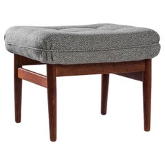 1960s Danish Wooden Ottoman with Upholstered Seat by Ole Gjerlow & Torben Lind