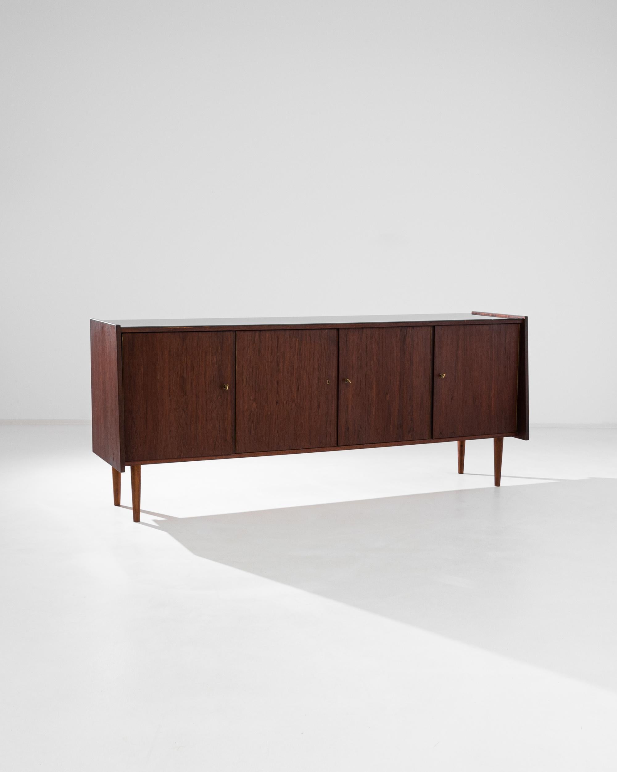1960s Danish Wooden Sideboard with Glass Top 3