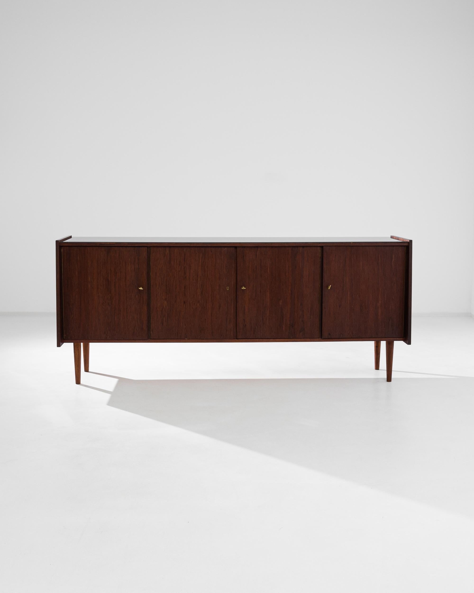 1960s Danish Wooden Sideboard with Glass Top 1