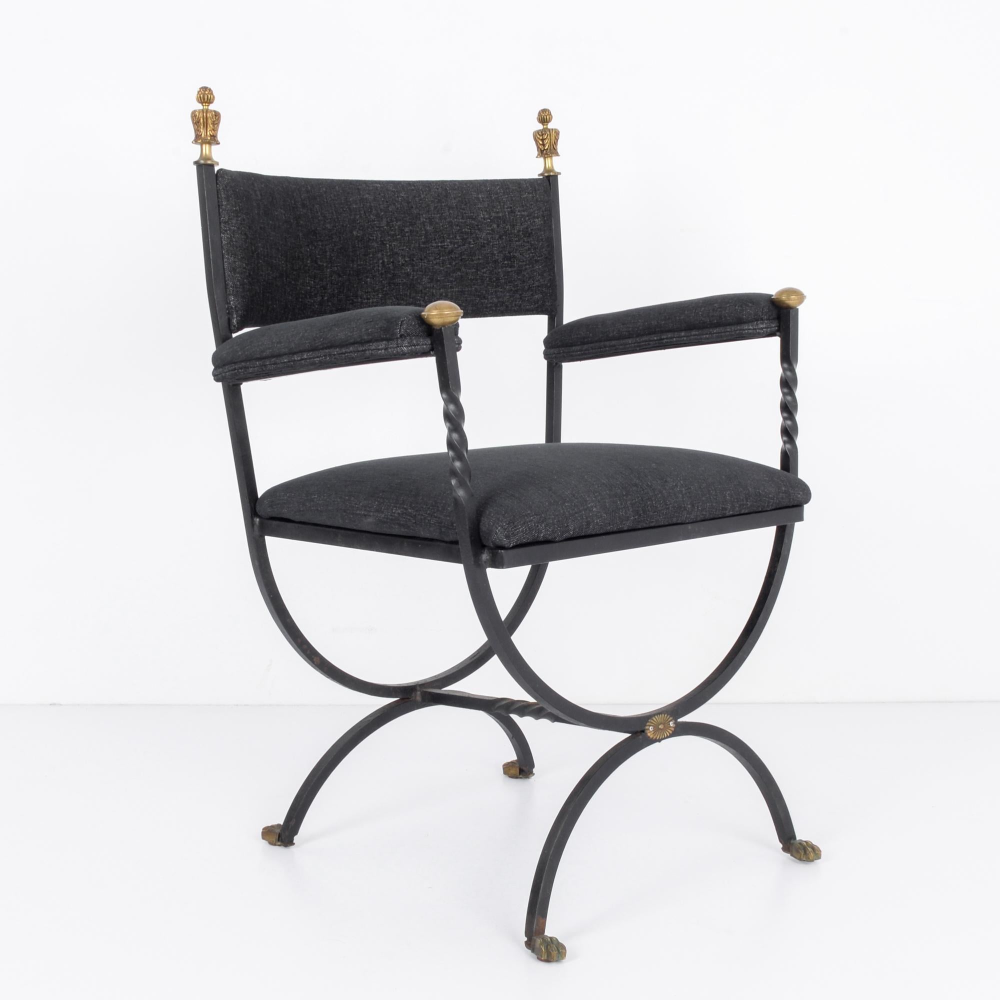 1960s Danish Wrought Iron Upholstered Side Chair In Good Condition In High Point, NC