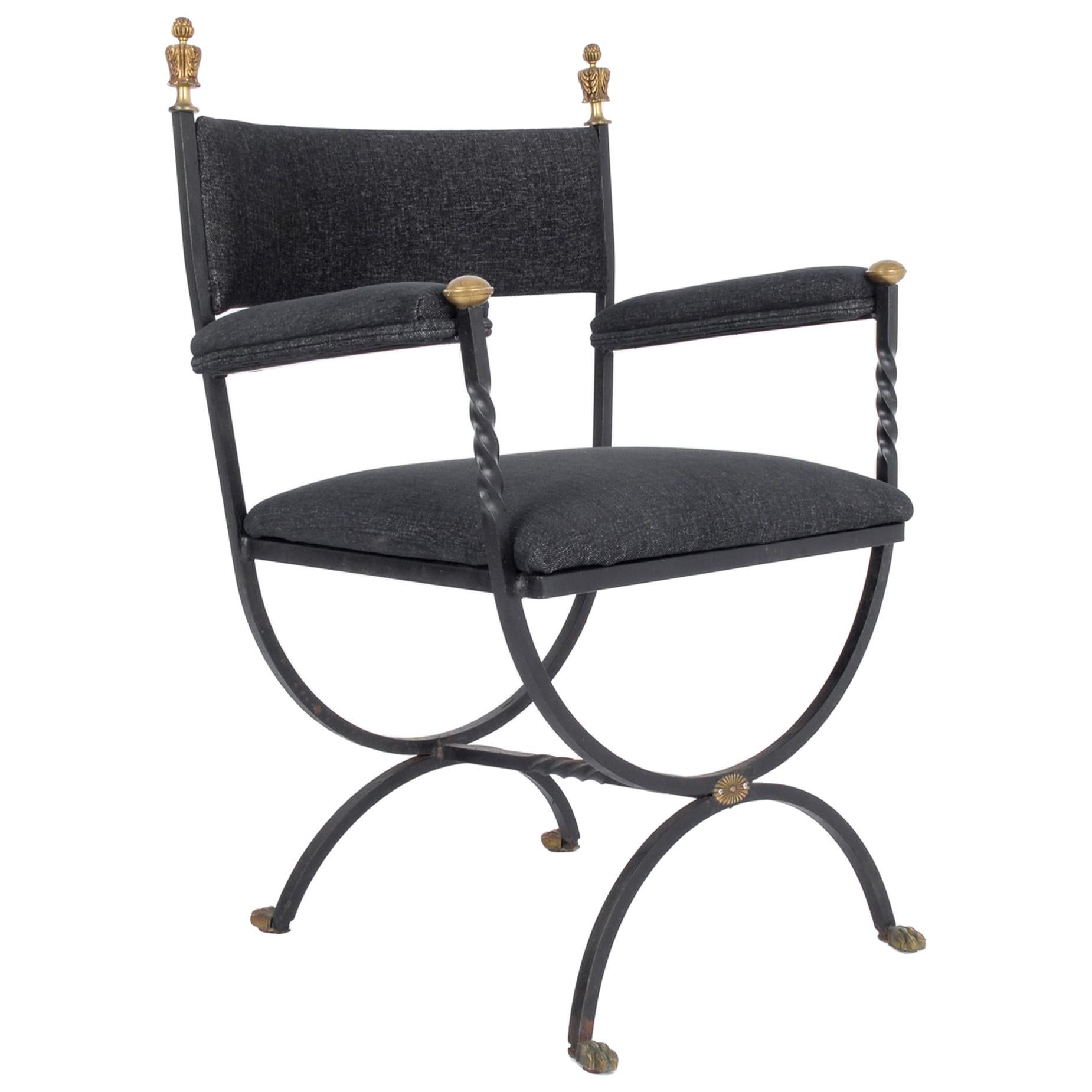 1960s Danish Wrought Iron Upholstered Side Chair