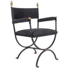 1960s Danish Wrought Iron Upholstered Side Chair