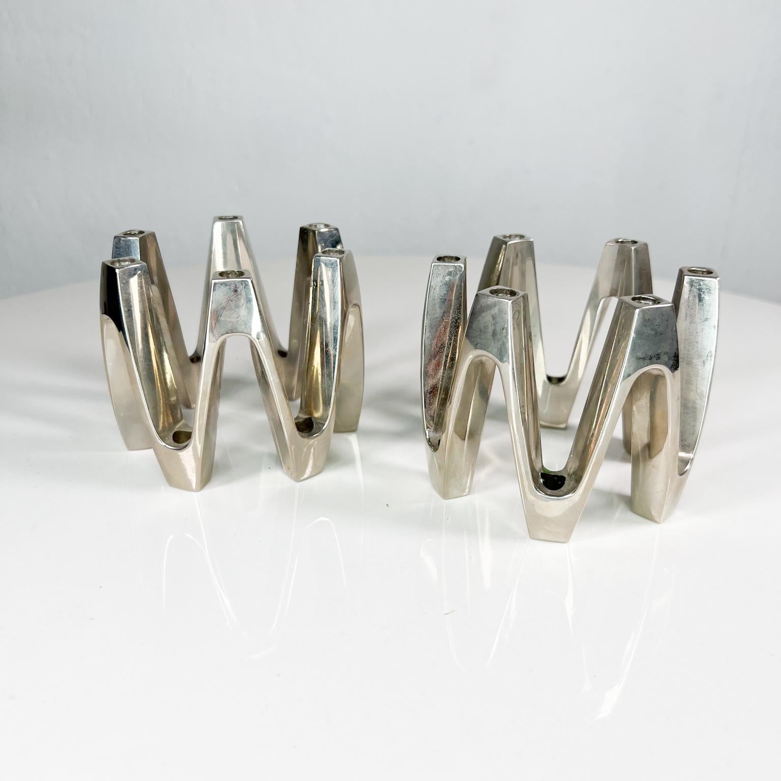 1960s Modernist Crown Silver Candle Holders by Jens Quistgaard Dansk Design In Good Condition In Chula Vista, CA